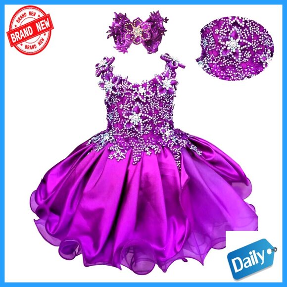 Handmade Beaded Toddler Pageant Dress Princess Special Occasion